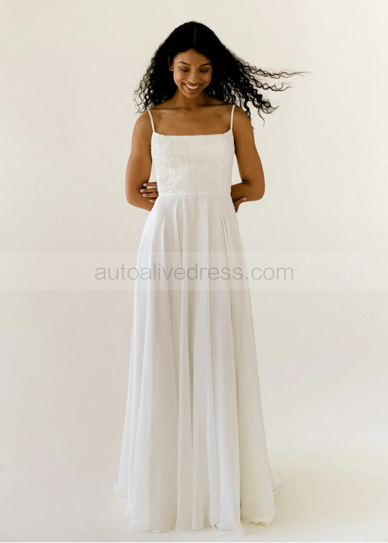 Ivory Embroidered Lace Chiffon Romantic Wedding Dress Ivory Embroidered Lace Chiffon Romantic Wedding Dress